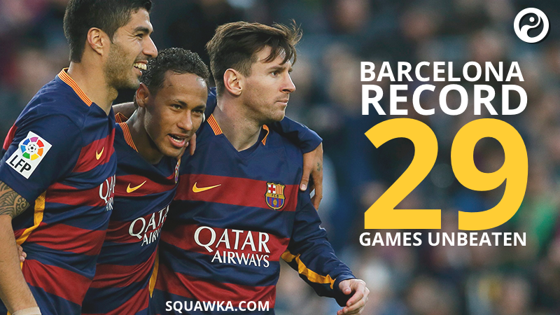 Barcelona set club record by going 29 games unbeaten Barcelona set club record by going 29 games unbeaten
