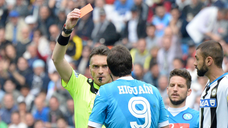 Higuain handed four-match ban for pushing referee Higuain handed four-match ban for pushing referee