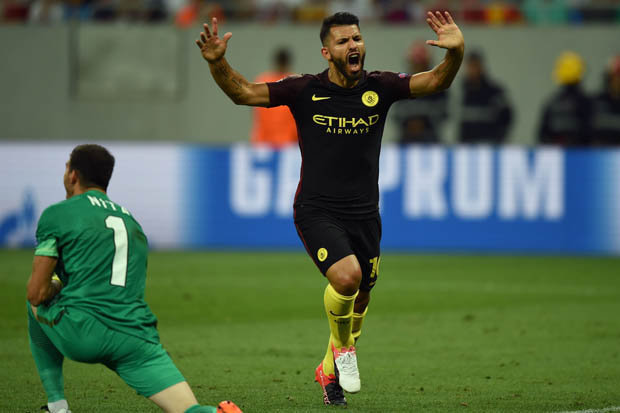 Aguero scores hat-trick after missing two penalties as Man City demolish Steaua Bucharest Aguero scores hat-trick after missing two penalties as Man City demolish Steaua Bucharest