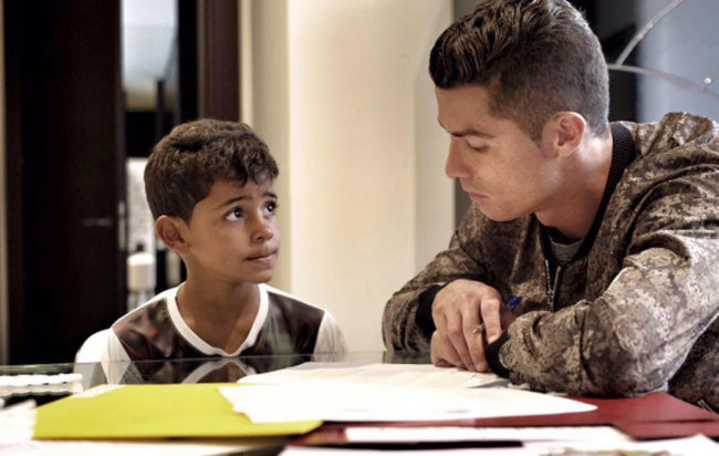 Cristiano Ronaldo helps son with homework Cristiano Ronaldo helps son with homework