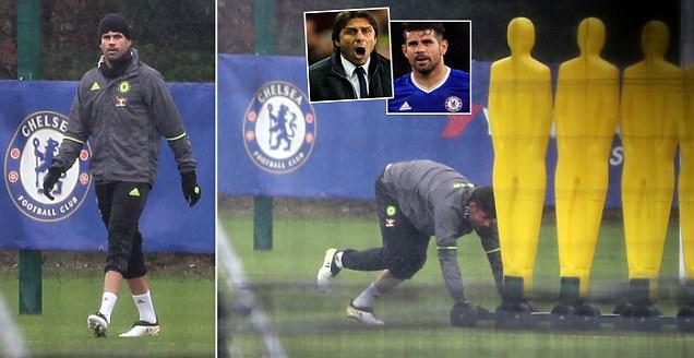 PICTURES: Diego Costa trains on his own after row with Conte PICTURES: Diego Costa trains on his own after row with Conte
