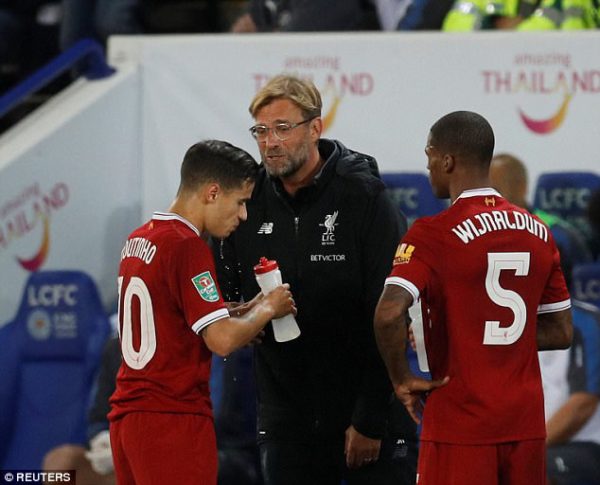 Klopp defends decision to sub Coutinho after 45 minutes as Liverpool crash out of cup to Leicester Klopp defends decision to sub Coutinho after 45 minutes as Liverpool crash out of cup to Leicester