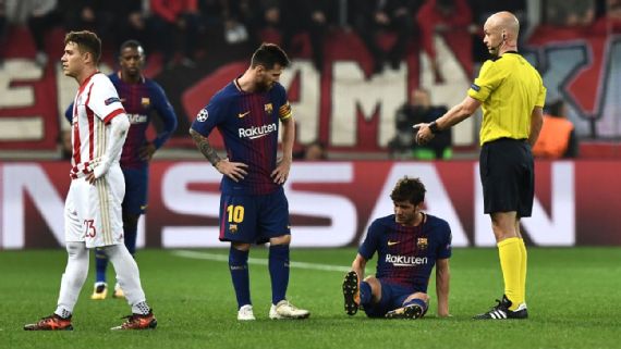 Barcelona hit by Sergi Roberto and Andre Gomes double injury blow Barcelona hit by Sergi Roberto and Andre Gomes double injury blow