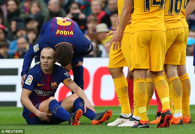 Iniesta doubt for Barcelona’s Champions League return leg with Chelsea Iniesta doubt for Barcelona’s Champions League return leg with Chelsea