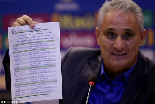 Neymar in, Dani Alves out as Brazil name 23-man squad for World Cup in Russia Neymar in, Dani Alves out as Brazil name 23-man squad for World Cup in Russia
