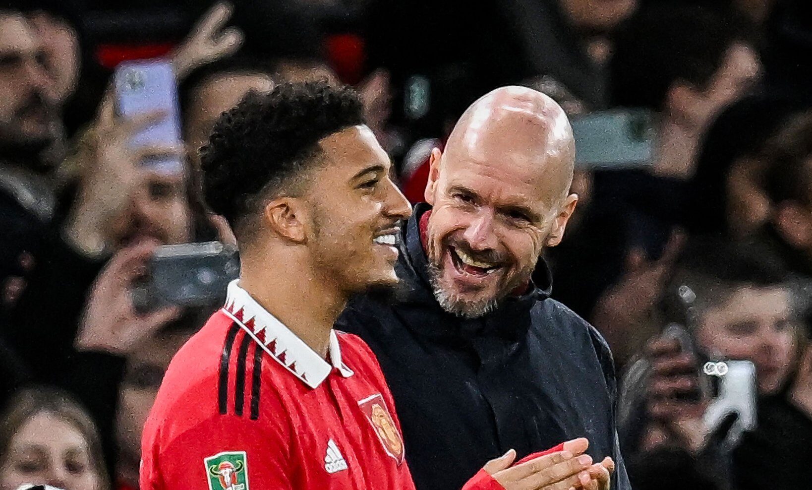 Erik Ten Hag All Smiles As Jadon Sancho Returns To The Team Erik Ten Hag All Smiles As Jadon Sancho Returns To The Team