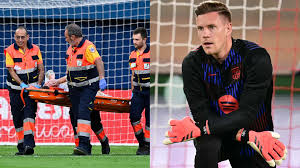Barcelona Goalkeeper Marc-Andre Ter Stegen Seen In A Wheelchair Outside The Hospital After Sustaining A Horrific knee Injury Barcelona Goalkeeper Marc-Andre Ter Stegen Seen In A Wheelchair Outside The Hospital After Sustaining A Horrific knee Injury
